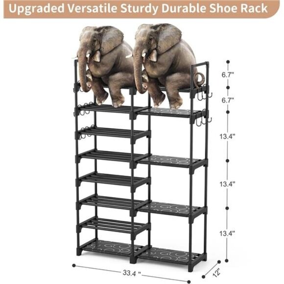 Tall Shoe Rack 8 Tier Metal Shelf Holds 32 Pairs Boots Entryway Organizer - Picture 3 of 7